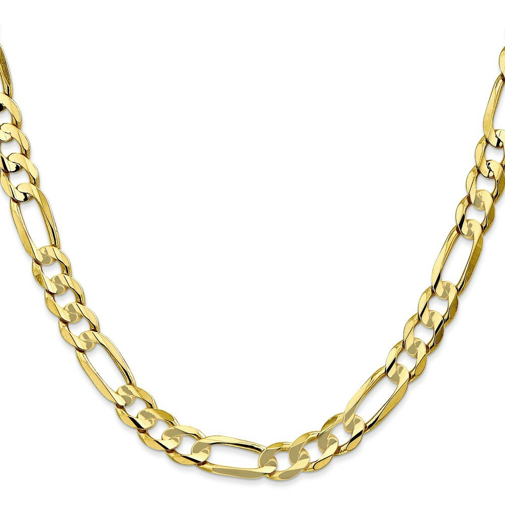 10K Yellow Gold 6.75mm Light Figaro Link Chain Necklace