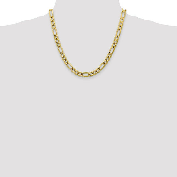 10K Yellow Gold 7.5mm Light Concave Figaro Chain