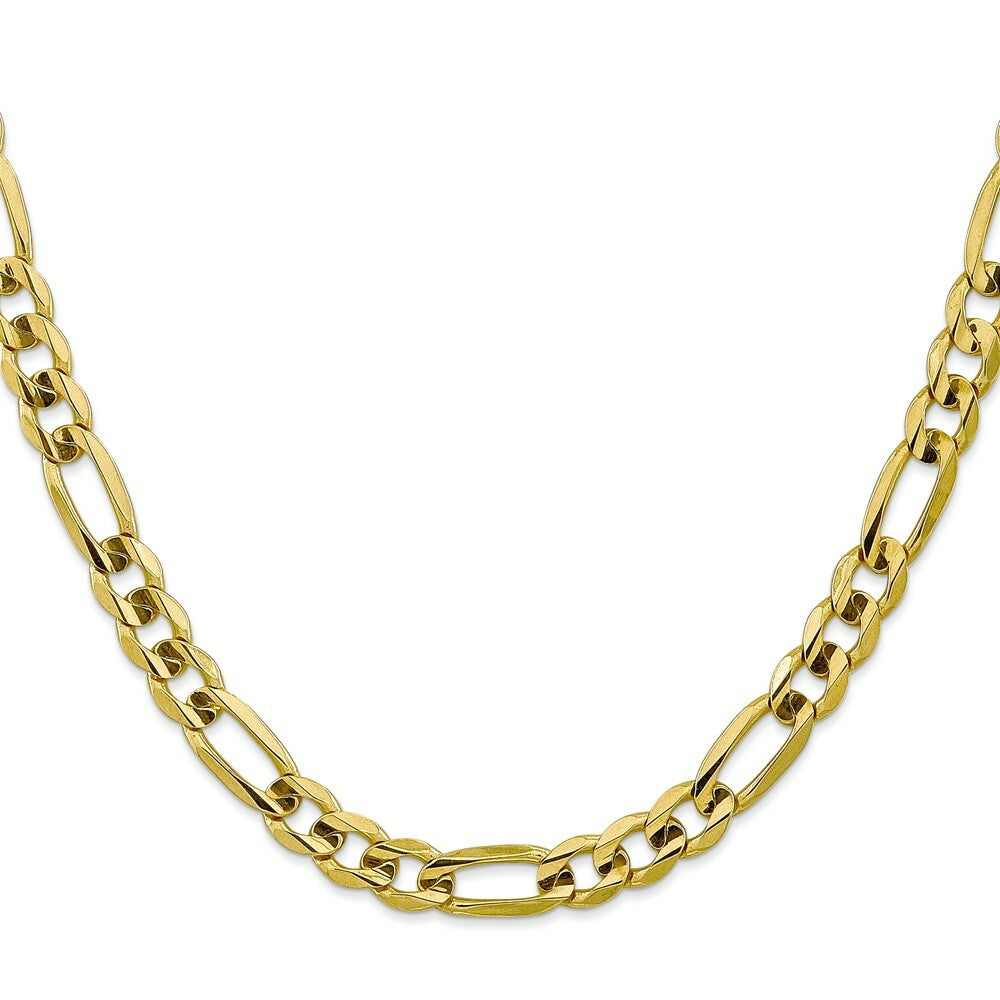 10K Yellow Gold 7.5mm Light Concave Figaro Chain