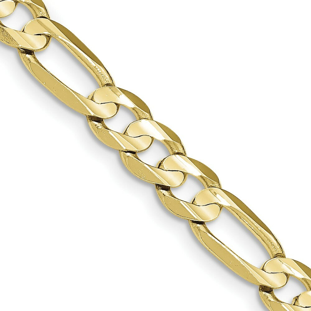 10K Yellow Gold 7.5mm Light Concave Figaro Chain