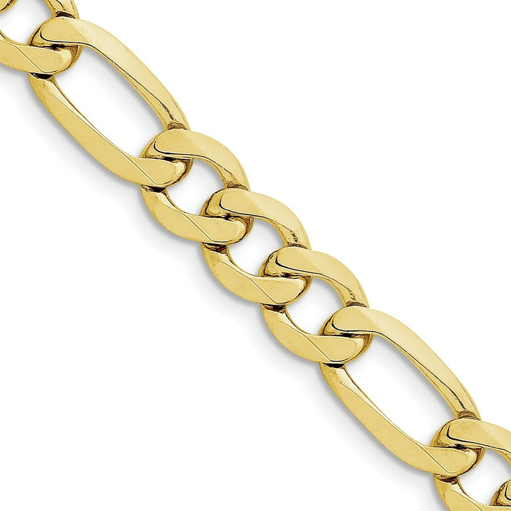 10K Yellow Gold 10mm Light Concave Figaro Chain