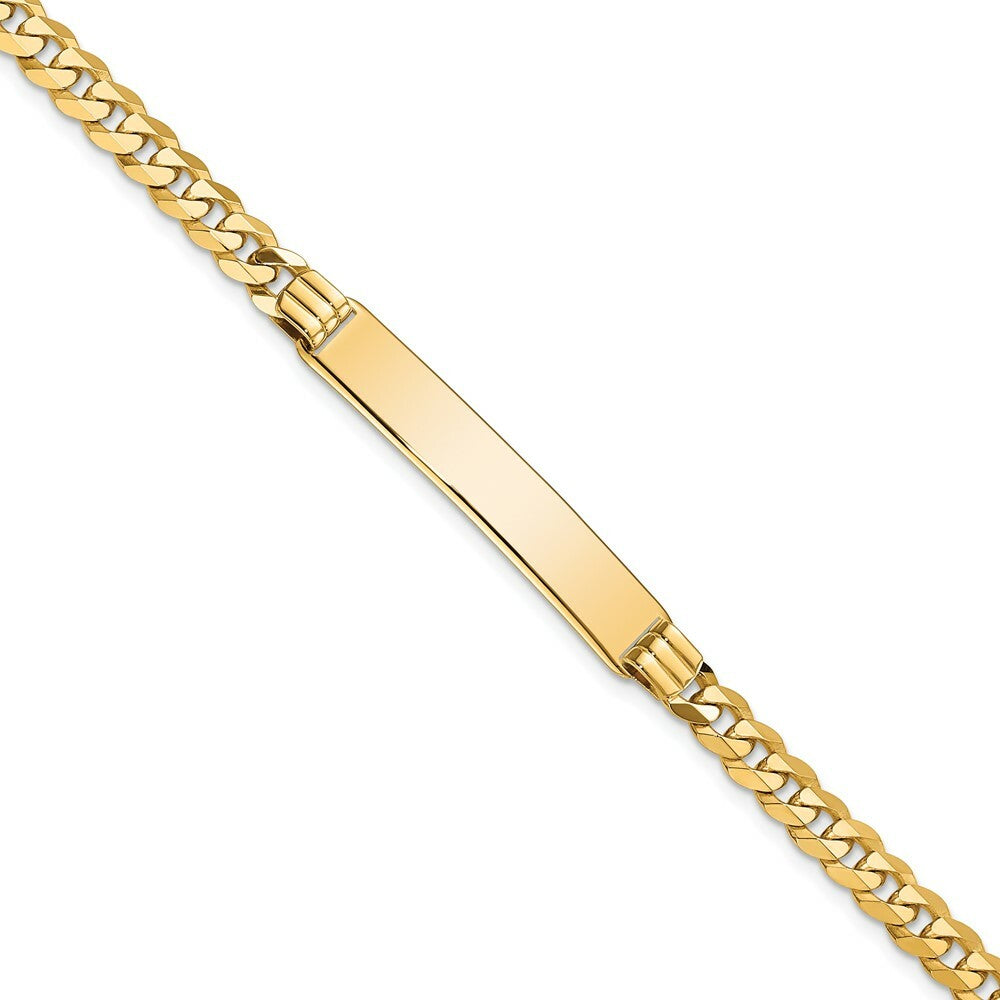 10K Yellow Gold Flat Curb Link ID Bracelet