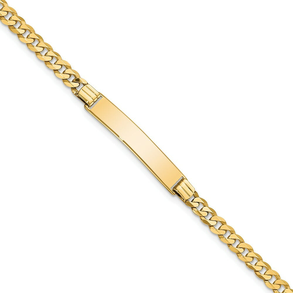 10K Yellow Gold Flat Curb Link ID Bracelet