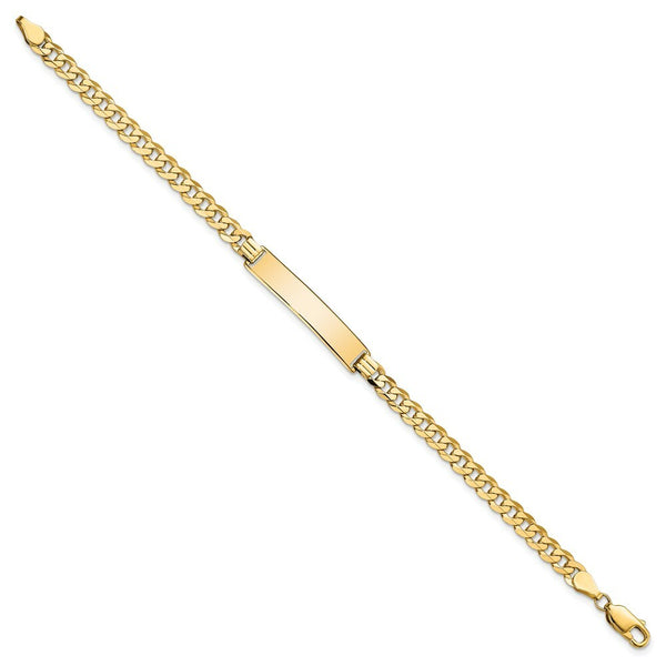 10K Yellow Gold Flat Curb Link ID Bracelet