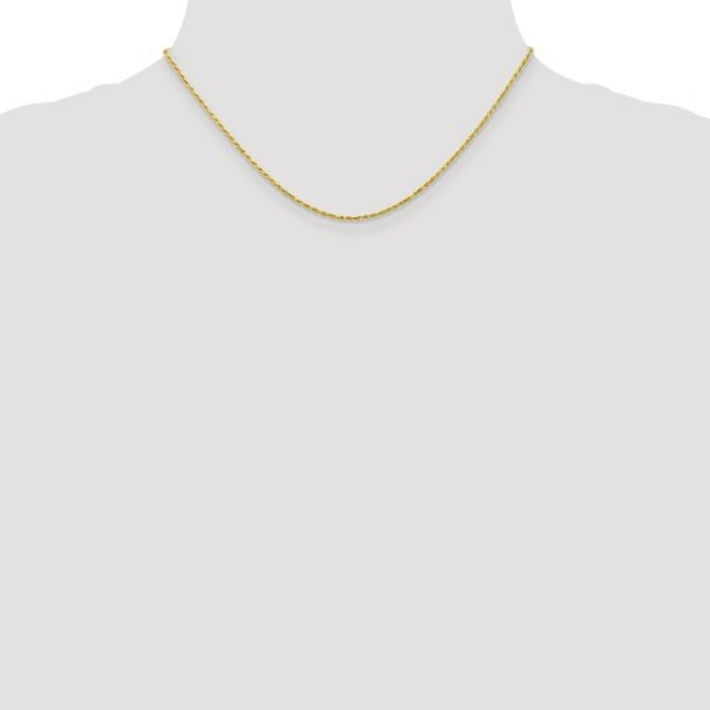 10K Yellow Gold 1.5mm Machine Made Diamond Cut Rope Chain Necklace