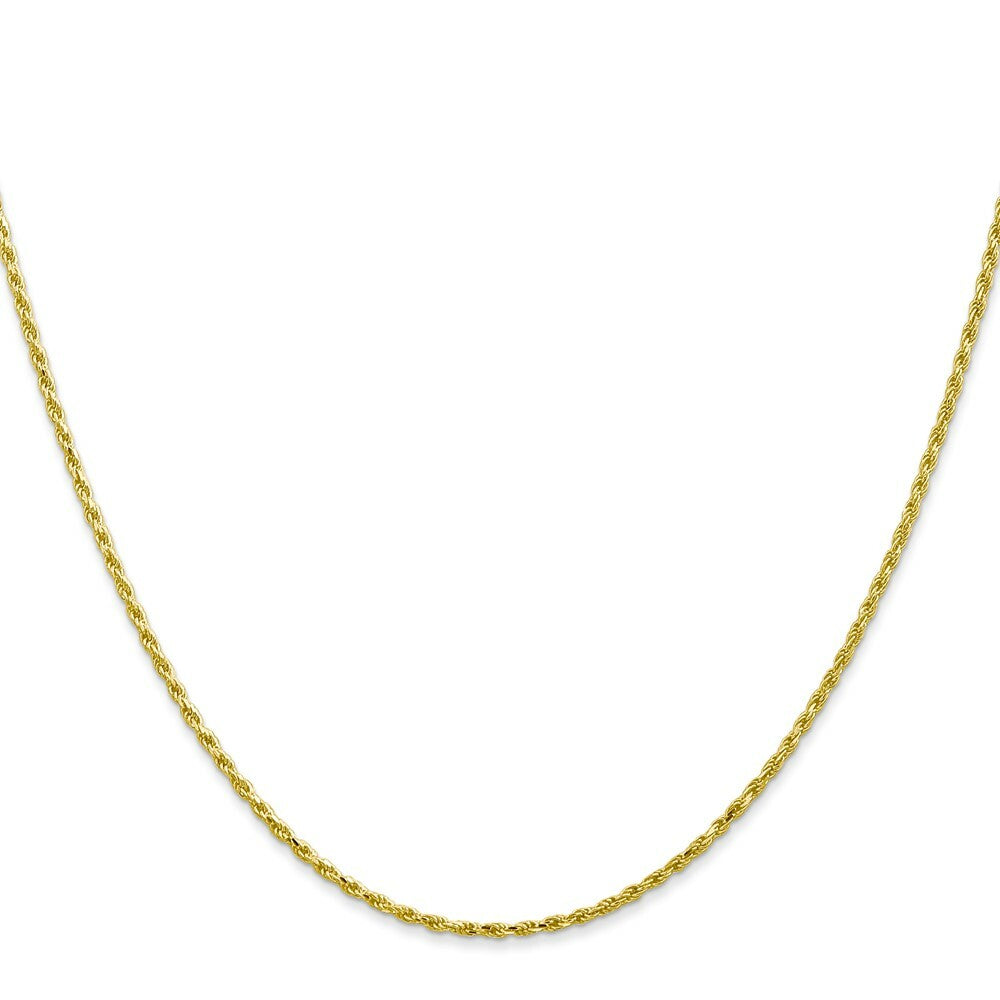 10K Yellow Gold 1.5mm Machine Made Diamond Cut Rope Chain Necklace