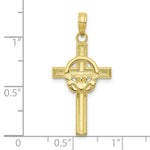 Load image into Gallery viewer, 10K Yellow White Gold Polished Claddagh Cross Pendant
