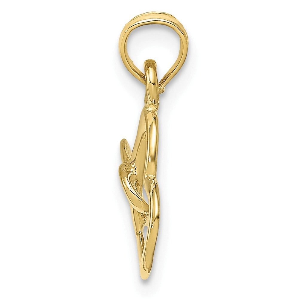 10K Yellow White Rose Gold Polished Intertwined Double Heart Pendant