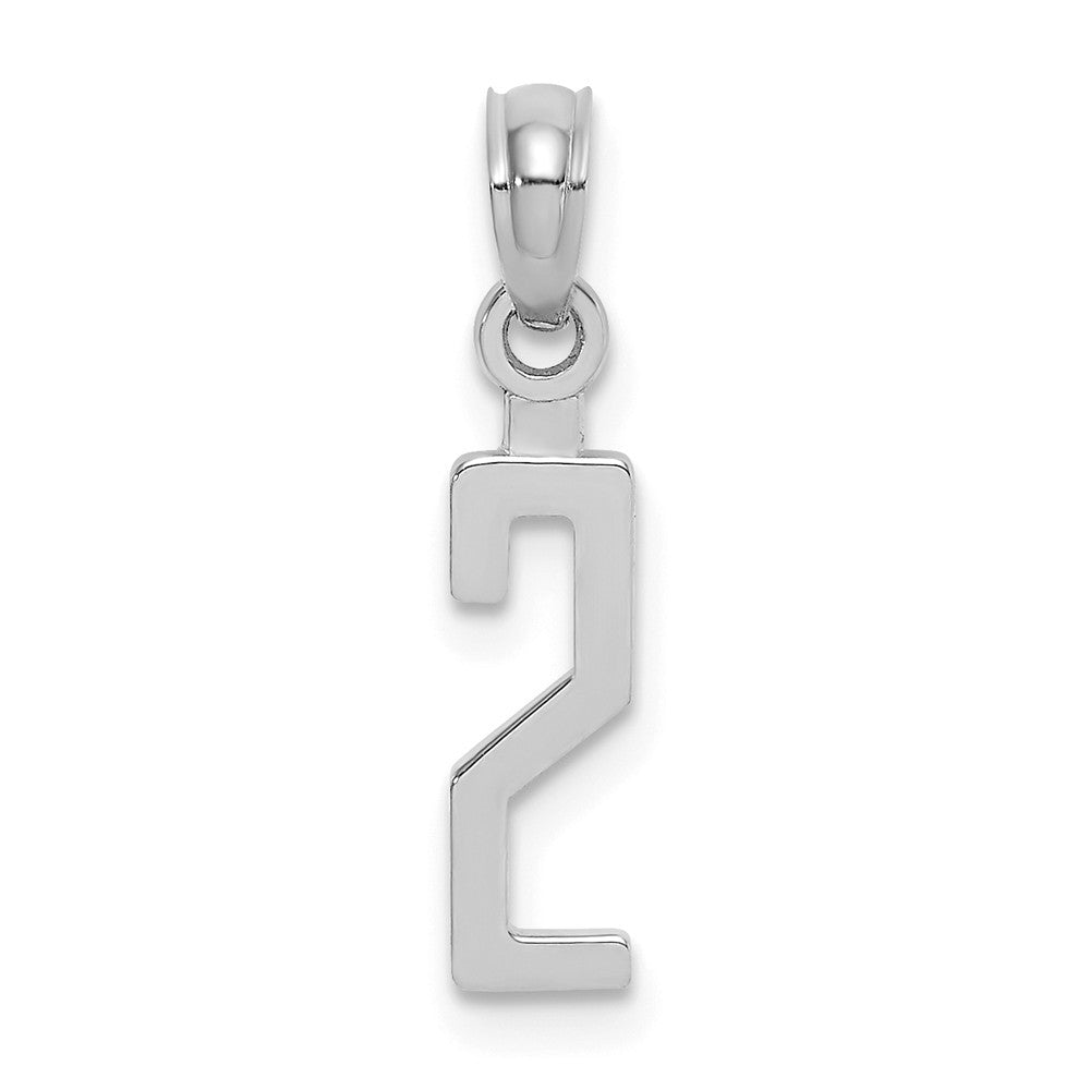 10K White Gold Number Block Charm Pendant