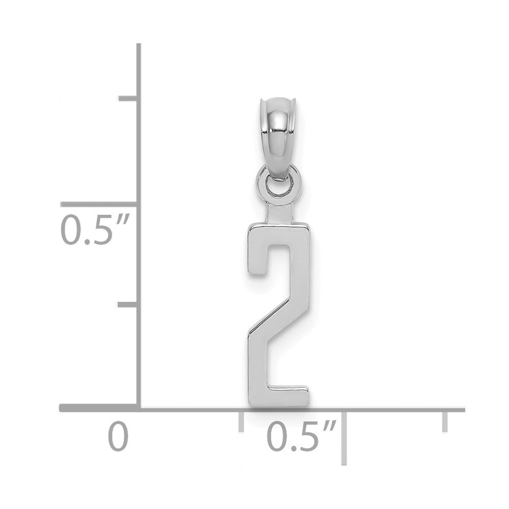 10K White Gold Number Block Charm Pendant