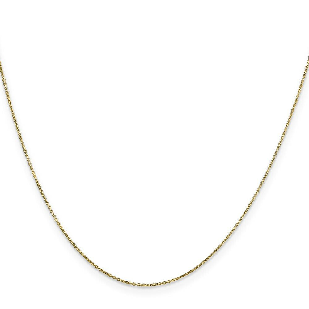 10K Yellow Gold .6mm Solid Diamond-cut Cable Chain Necklace