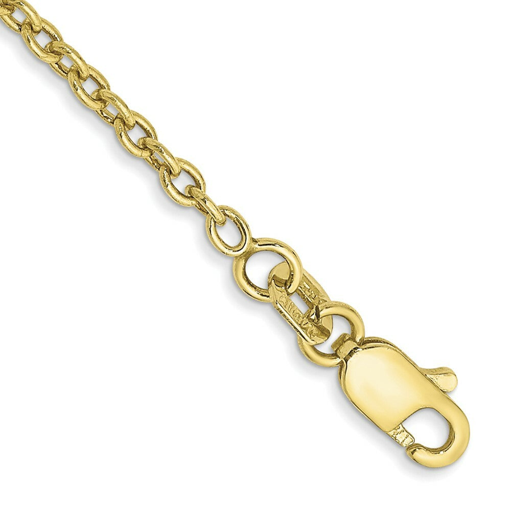 10K Yellow Gold 2mm Solid Polished Cable Chain Anklet