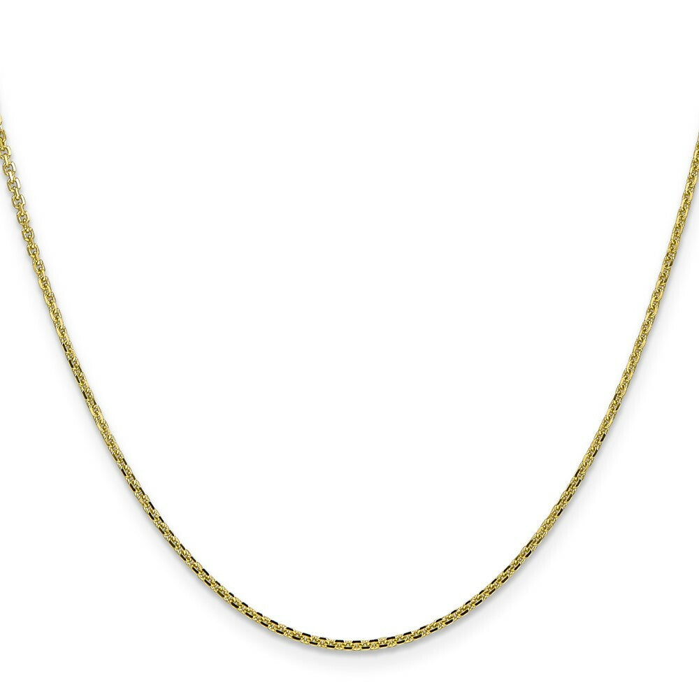 10K Yellow Gold 1.3mm Solid Diamond-cut Cable Chain Necklace