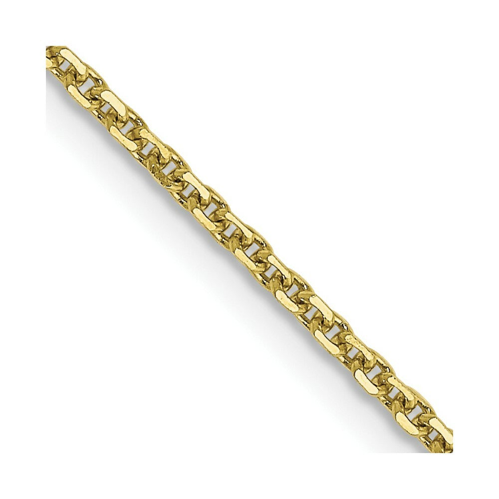 10K Yellow Gold 1.3mm Solid Diamond-cut Cable Chain Necklace