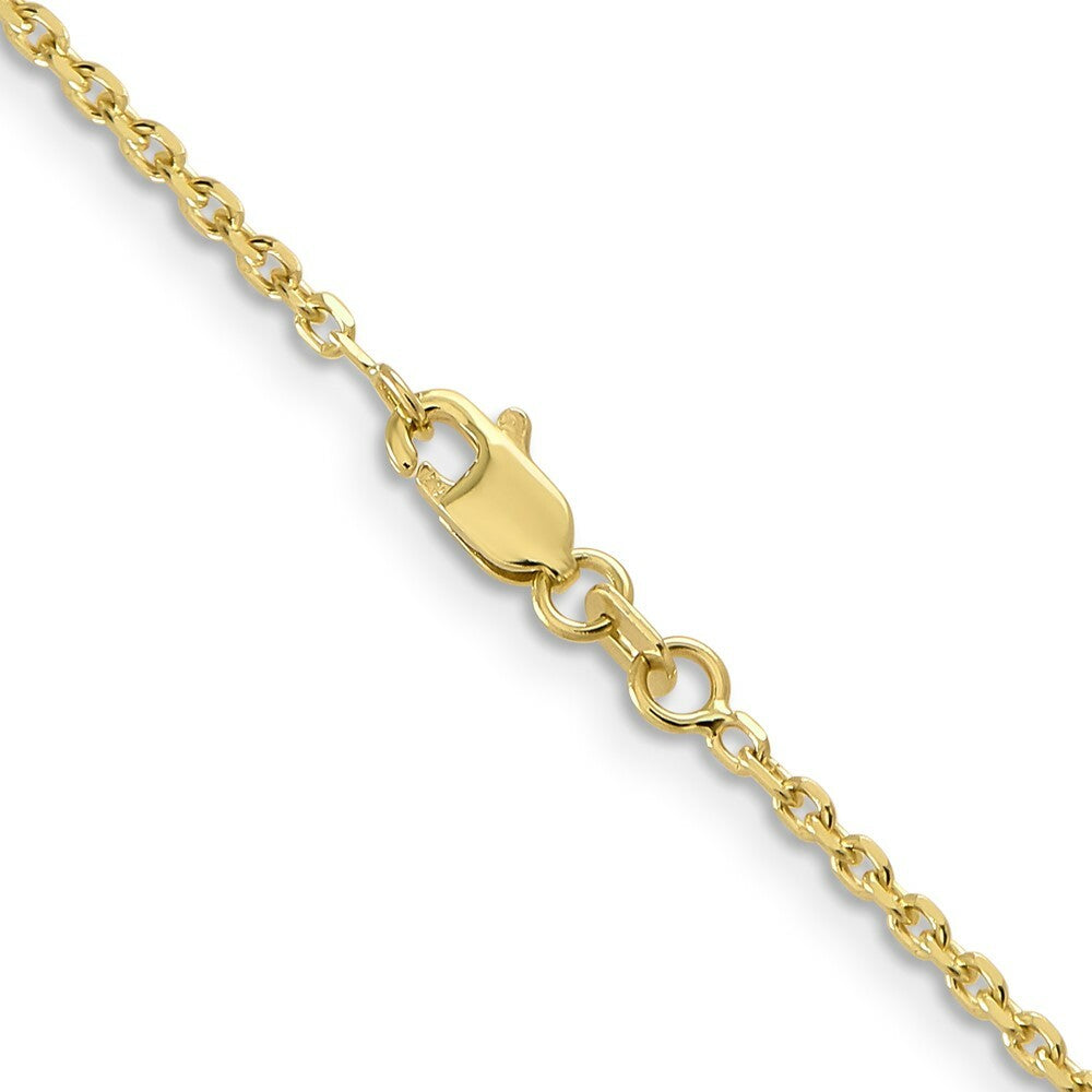10K Yellow Gold 1.65mm Solid Diamond-cut Cable Chain