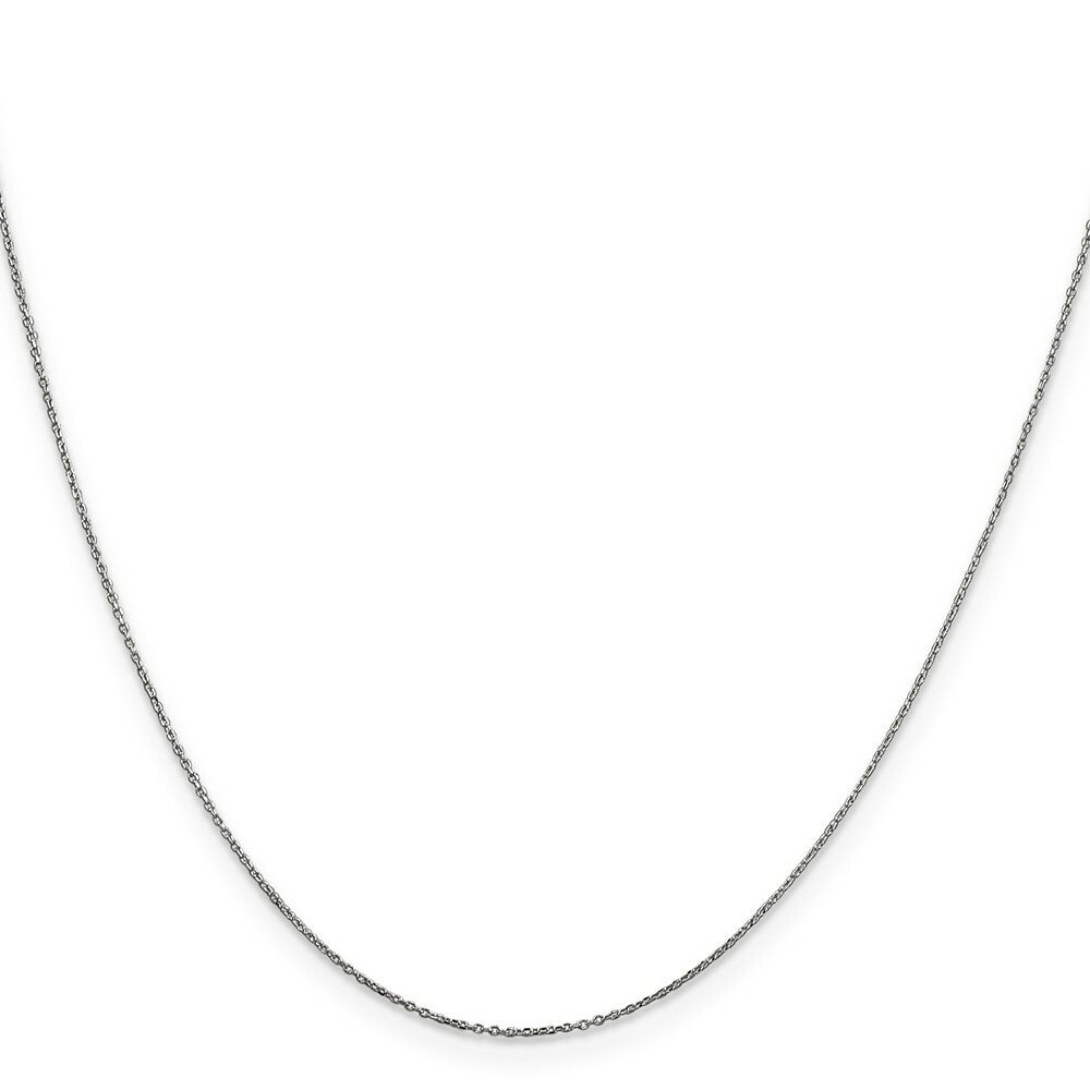 10K White Gold .5mm Solid Diamond-cut Cable Chain Necklace