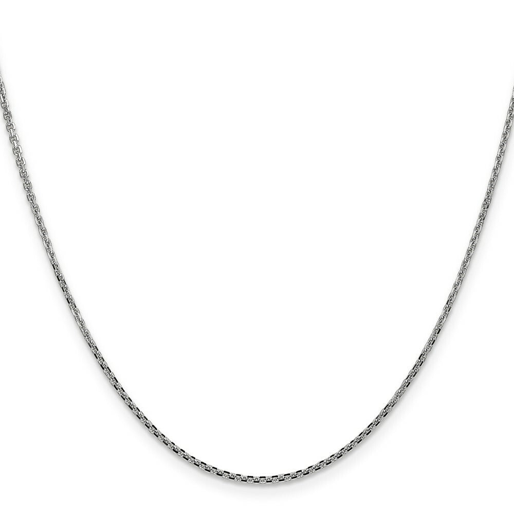 10k White Gold 1.3mm Solid Diamond-cut Cable Chain