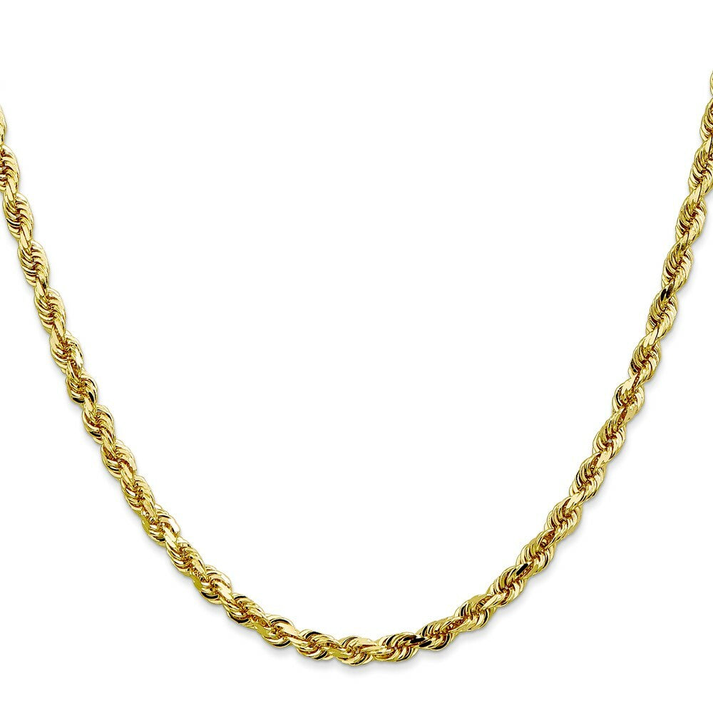10K Yellow Gold 4mm Diamond-cut Quadruple Rope Chain