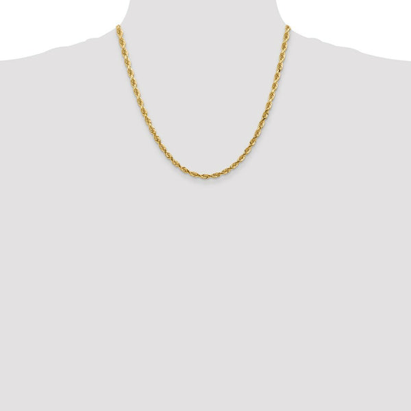 10K Yellow Gold 4.5mm Diamond-cut Quadruple Rope Chain