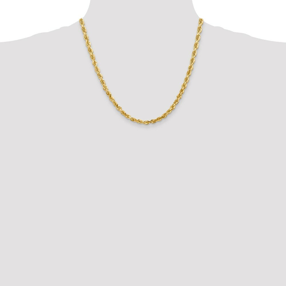 10K Yellow Gold 5.0mm Diamond-cut Quadruple Rope Chain
