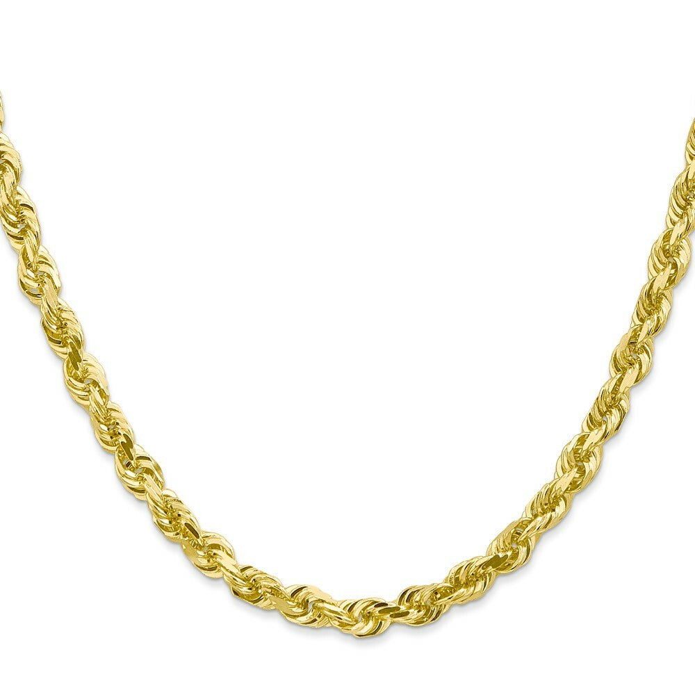 10K Yellow Gold 5.0mm Diamond-cut Quadruple Rope Chain