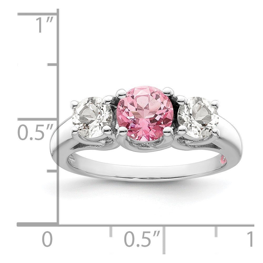 10K White Gold Survivor Collection Clear/Pink Swarovski Topaz Ring