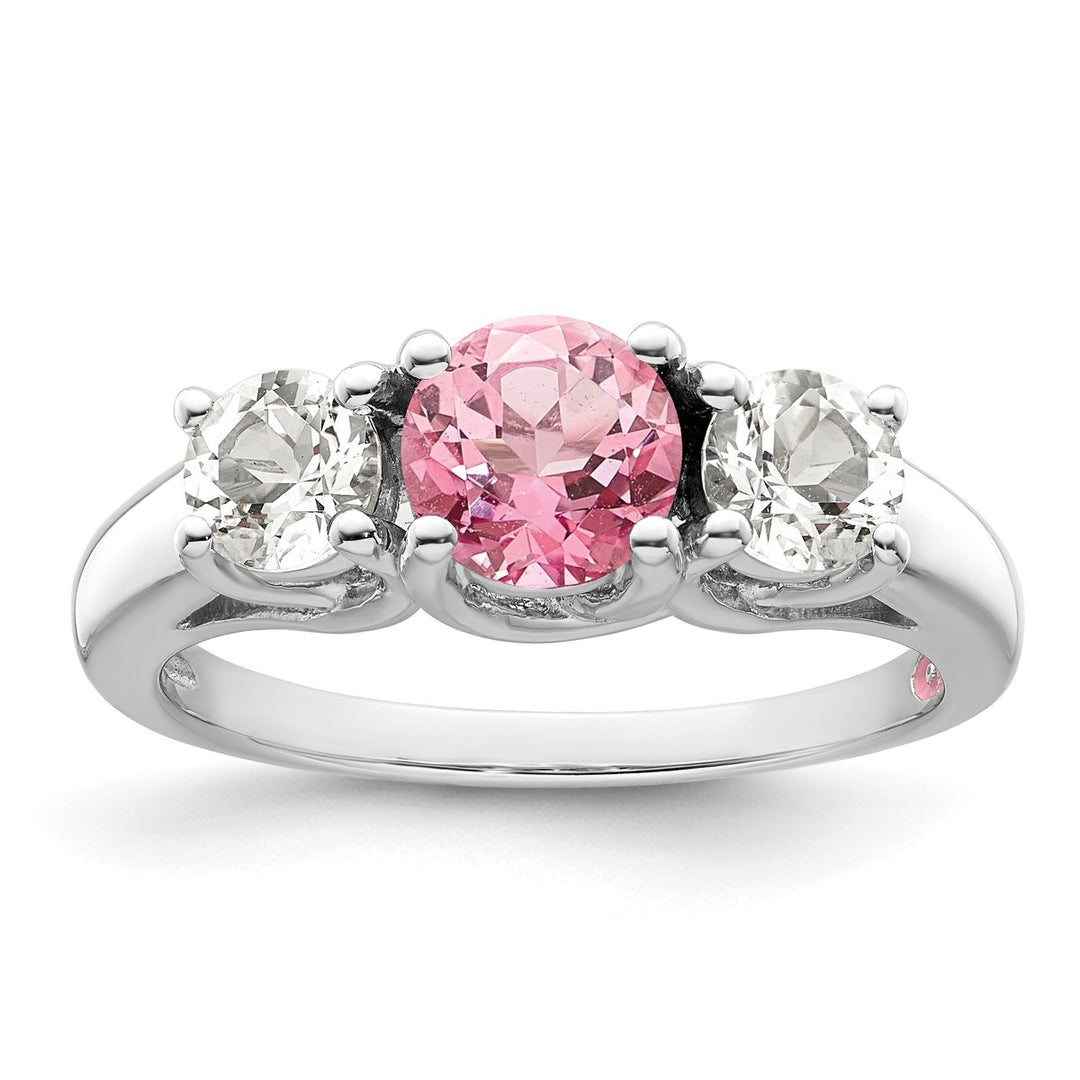 10K White Gold Survivor Collection Clear/Pink Swarovski Topaz Ring
