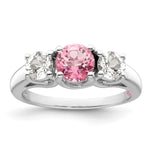 Load image into Gallery viewer, 10K White Gold Survivor Collection Clear/Pink Swarovski Topaz Ring
