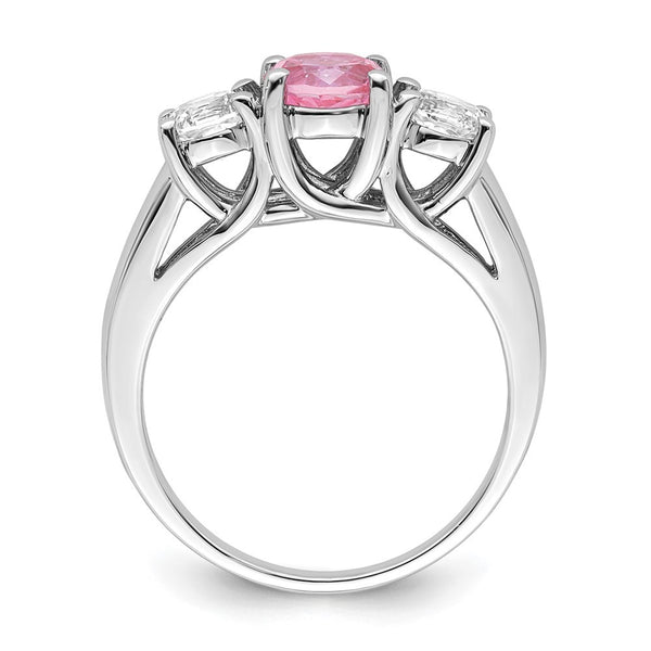 10K White Gold Survivor Collection Clear/Pink Swarovski Topaz Ring