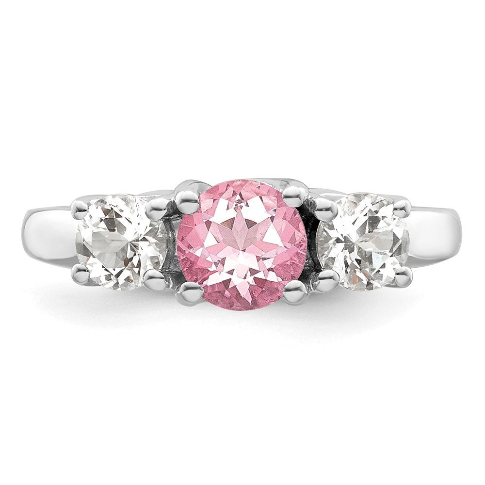 10K White Gold Survivor Collection Clear/Pink Swarovski Topaz Ring