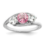 Load image into Gallery viewer, 10K White Gold Survivor Collection Clear/Pink Swarovski Topaz Sue Ring
