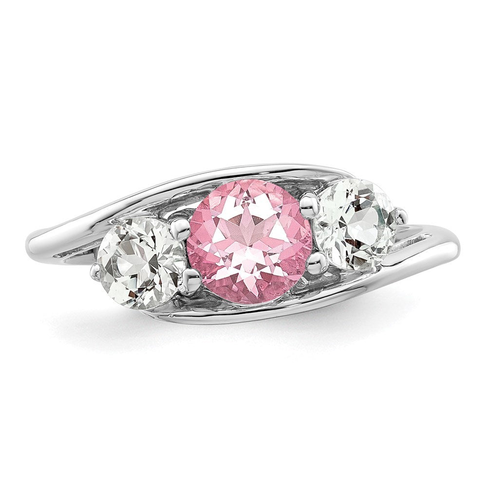 10K White Gold Survivor Collection Clear/Pink Swarovski Topaz Sue Ring