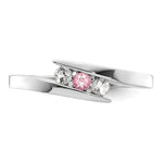 Load image into Gallery viewer, 10K White Gold Survivor Clear &amp; Pink Swarovski Topaz Circle of Strength Ring
