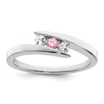 Load image into Gallery viewer, 10K White Gold Survivor Clear &amp; Pink Swarovski Topaz Circle of Strength Ring

