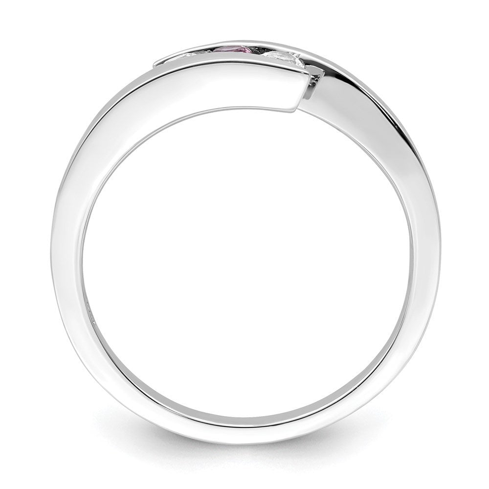 10K White Gold Survivor Clear & Pink Swarovski Topaz Circle of Strength Ring