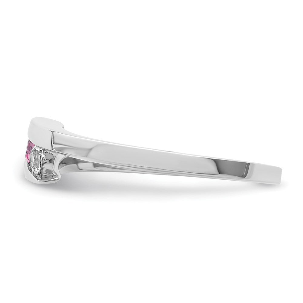 10K White Gold Survivor Clear & Pink Swarovski Topaz Circle of Strength Ring