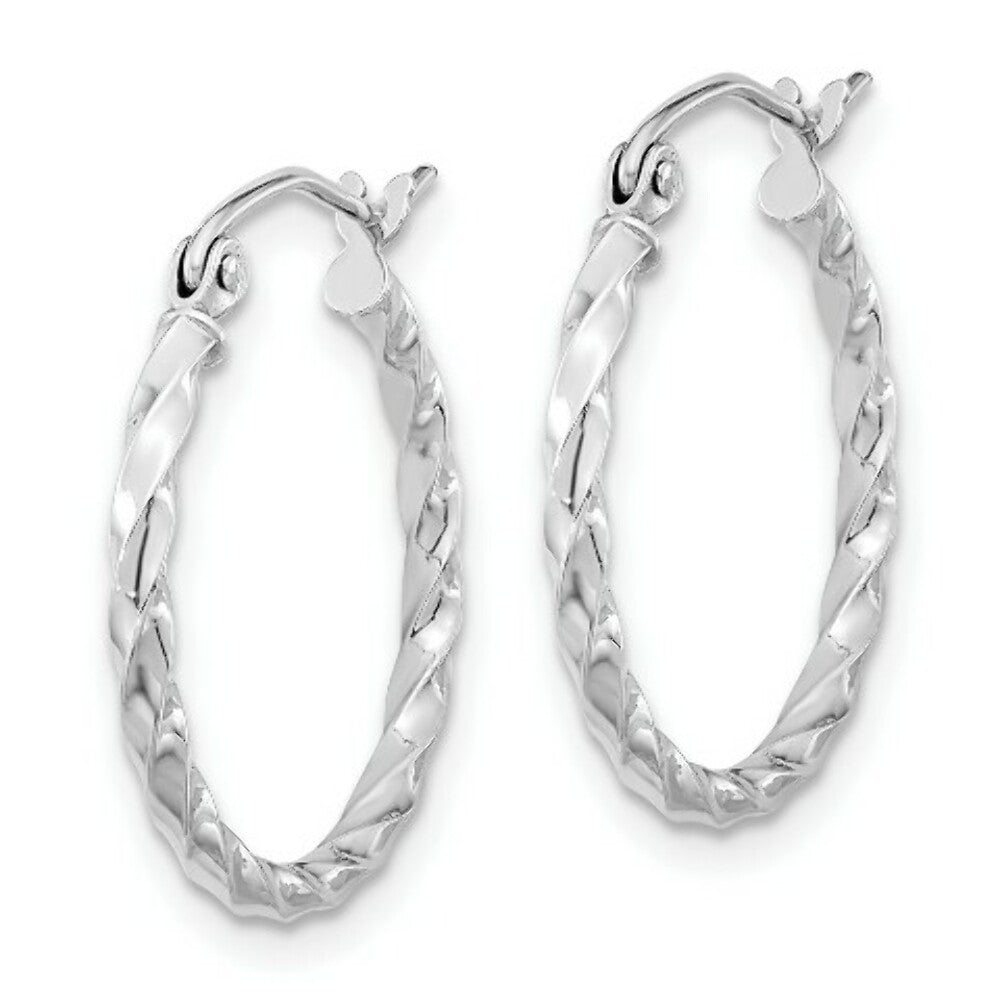 10K Yellow White Gold Twist Polished Hoop Earring