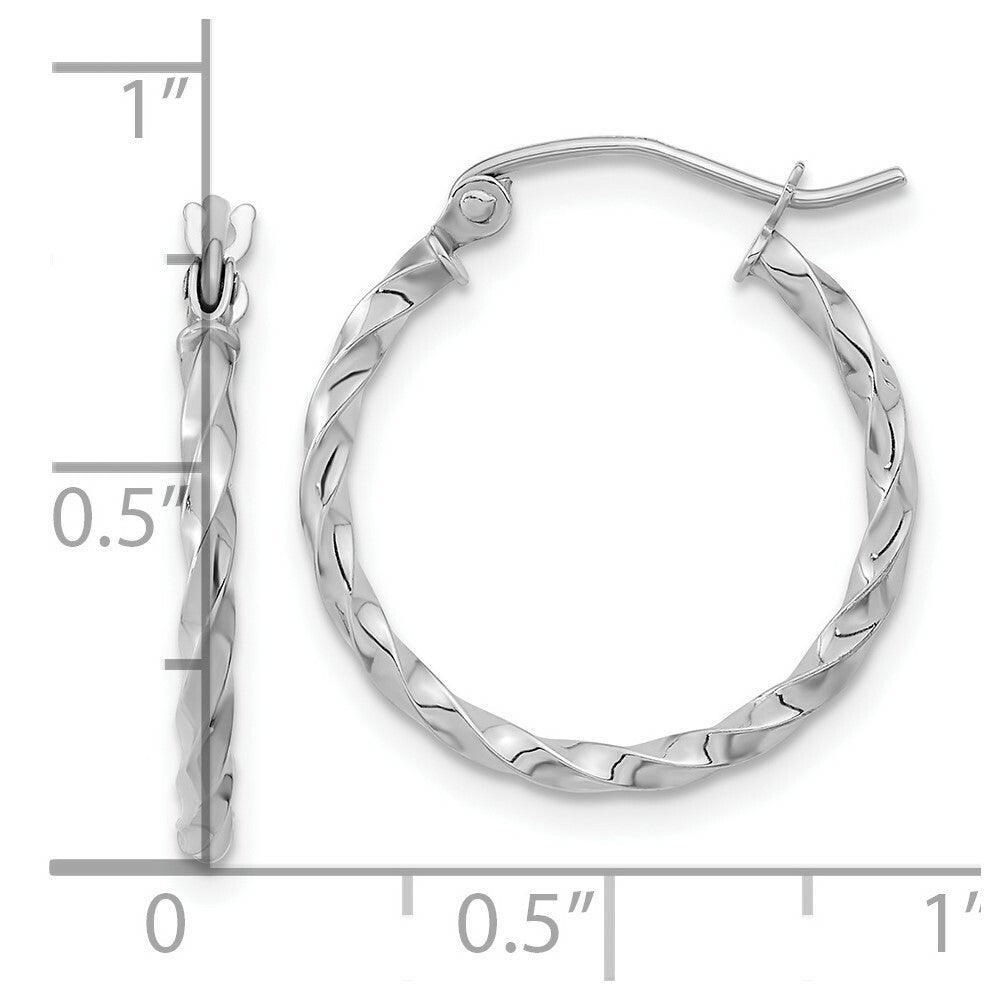 10K Yellow White Gold Twist Polished Hoop Earring