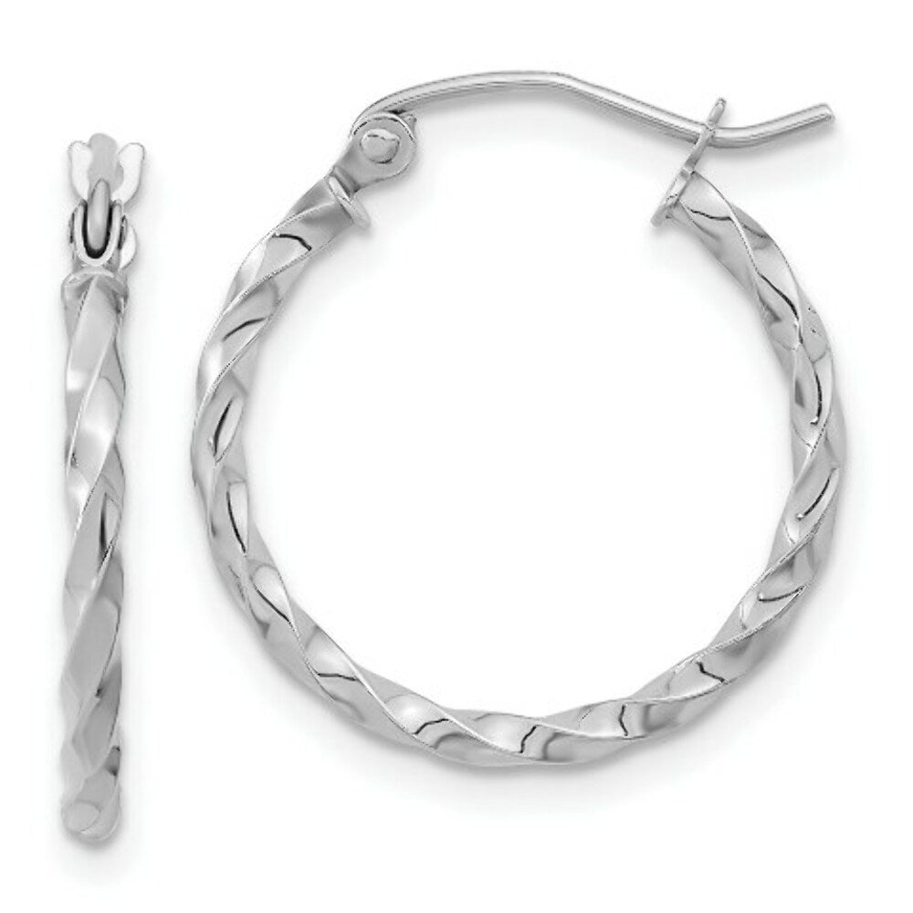 10K Yellow White Gold Twist Polished Hoop Earring