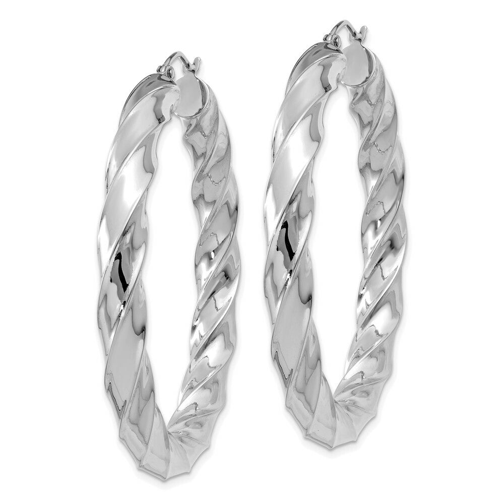 10K Yellow White Gold Gold Diamond-cut 2mm Round Tube Hoop Earrings