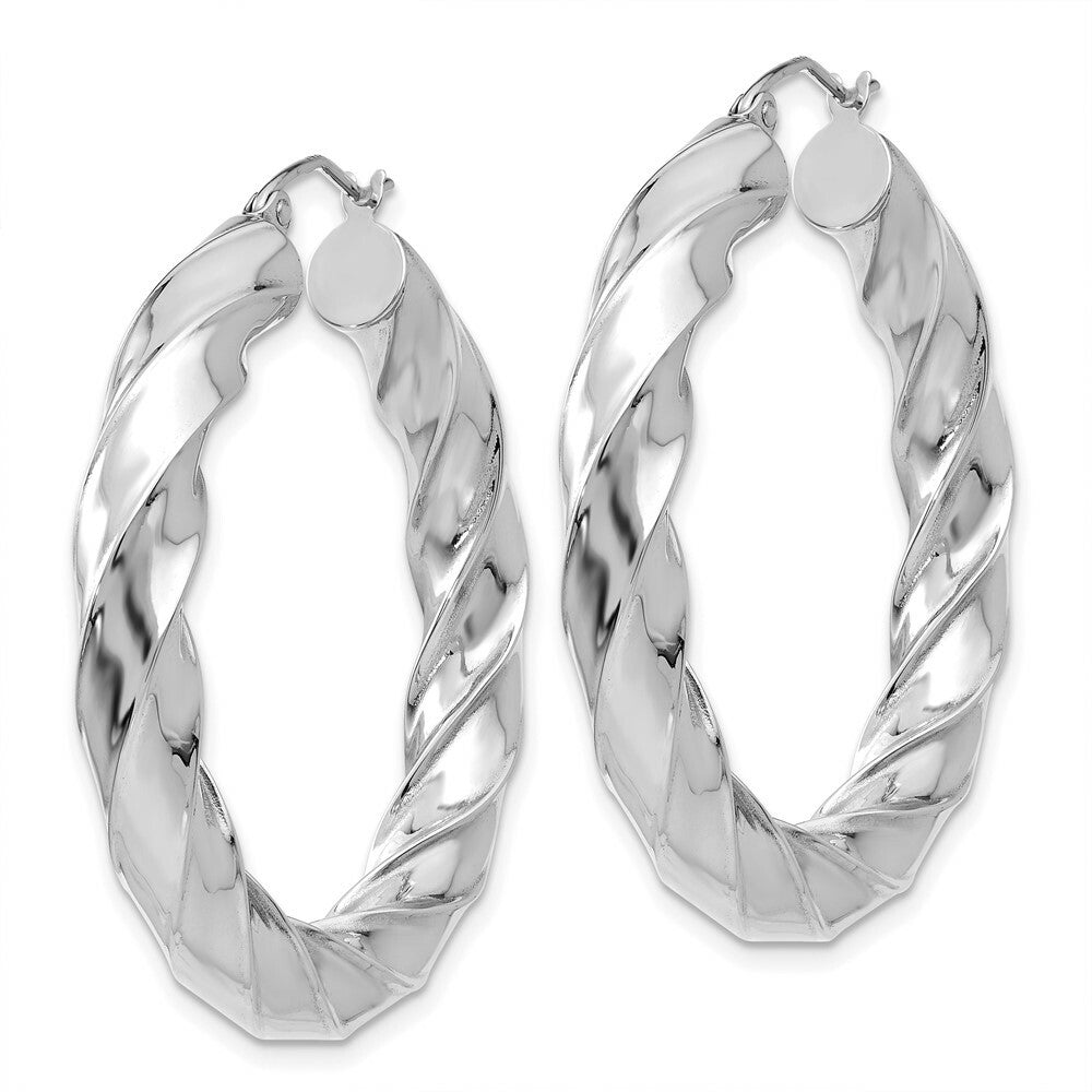 10K Yellow White Gold Diamond-cut 2mm Round Tube Hoop Earrings