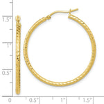 Load image into Gallery viewer, 10K Yellow White Gold Diamond-cut 2x35mm Round Tube Hoop Earrings
