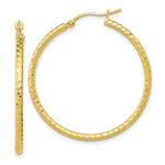 Load image into Gallery viewer, 10K Yellow White Gold Diamond-cut 2x35mm Round Tube Hoop Earrings
