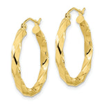 Load image into Gallery viewer, 10k Yellow White Gold 3x25mm Twisted Hoop Earrings
