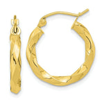Load image into Gallery viewer, 10k Yellow White Gold Polished 3mm Twisted Hoop Earrings
