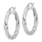 Load image into Gallery viewer, 10k Yellow White Gold Polished &amp; Textured Twist Hoop Earrings

