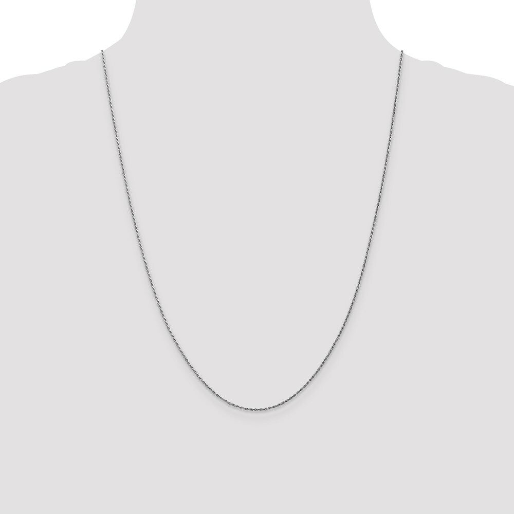 10K White Gold 1.2mm Machine Made Diamond Cut Rope Chain Necklace
