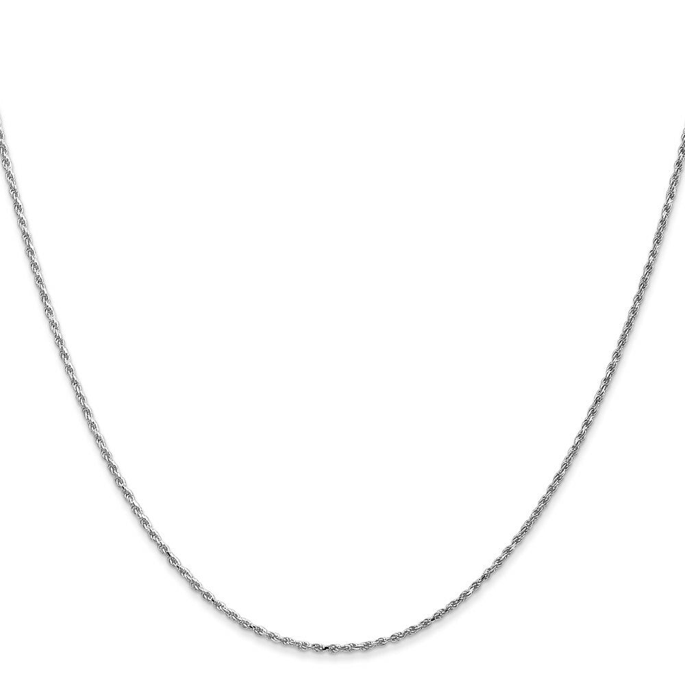 10K White Gold 1.2mm Machine Made Diamond Cut Rope Chain Necklace