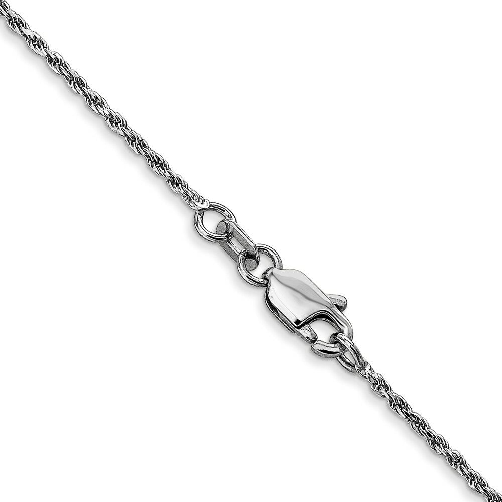 10K White Gold 1.2mm Machine Made Diamond Cut Rope Chain Necklace