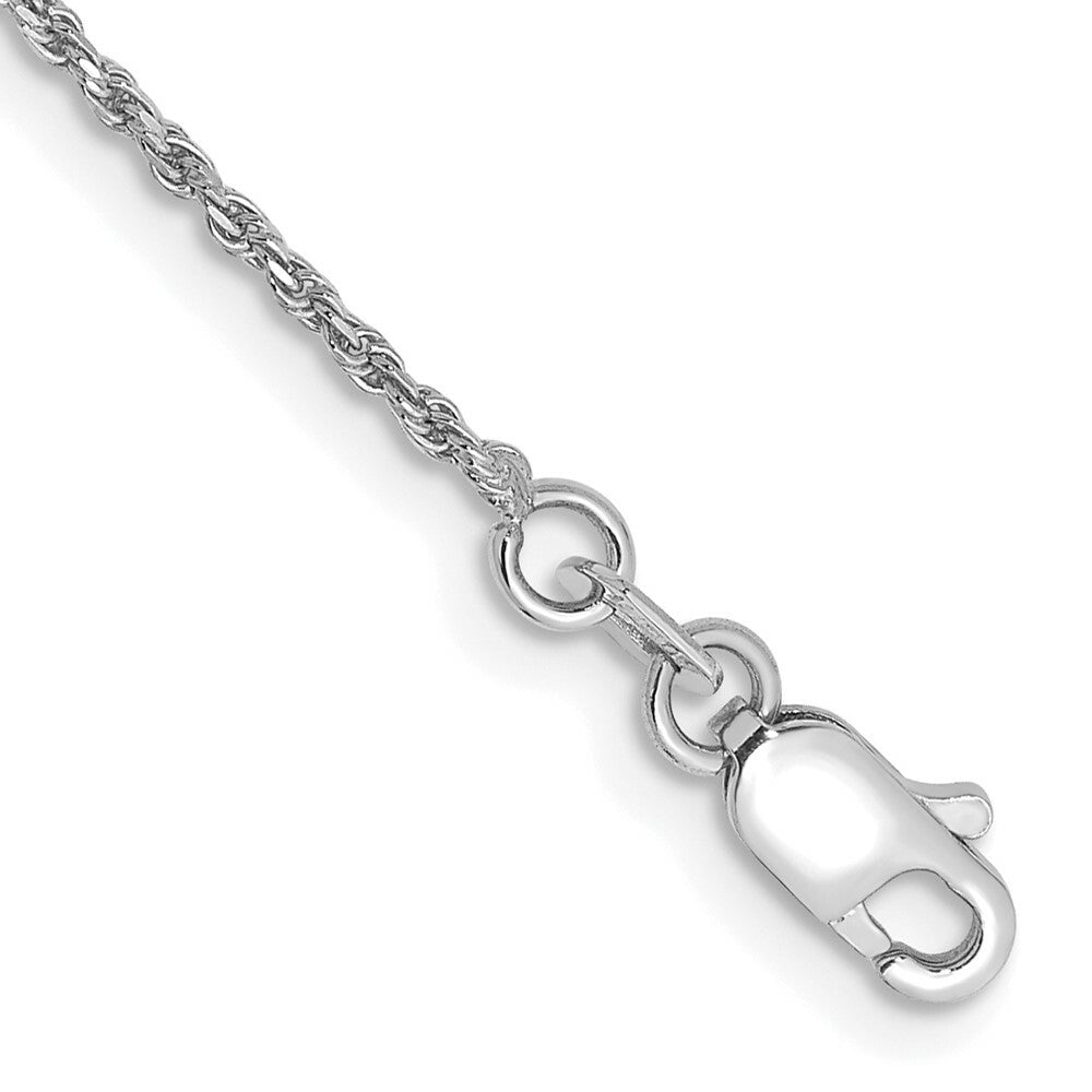 10K White Gold 1.2mm Machine Made Diamond Cut Rope Chain Bracelet